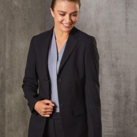 POLY/VISCOSE TWO BUTTONS MID LENGTH JACKET